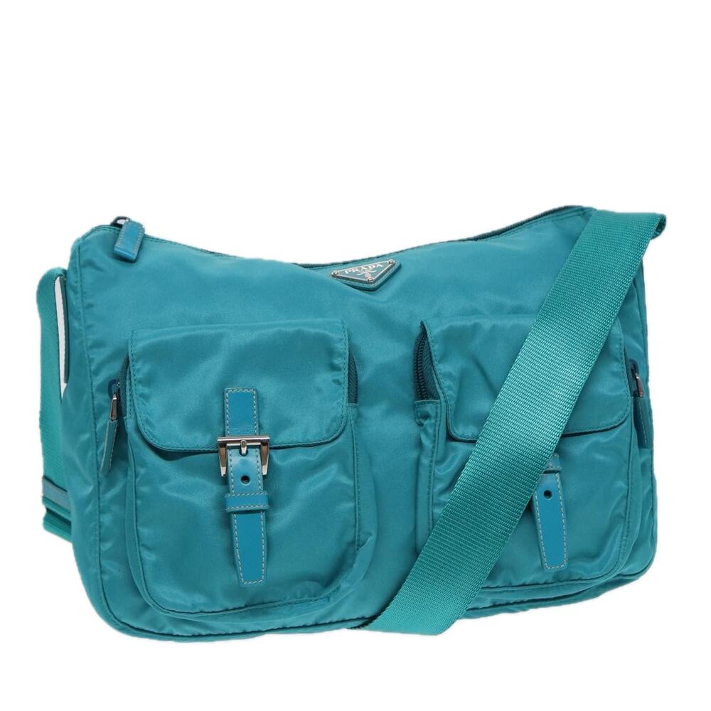 PRADA Shoulder Bag Nylon Turquoise Blue